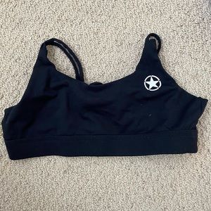 Black savage barbell cross back sports bra